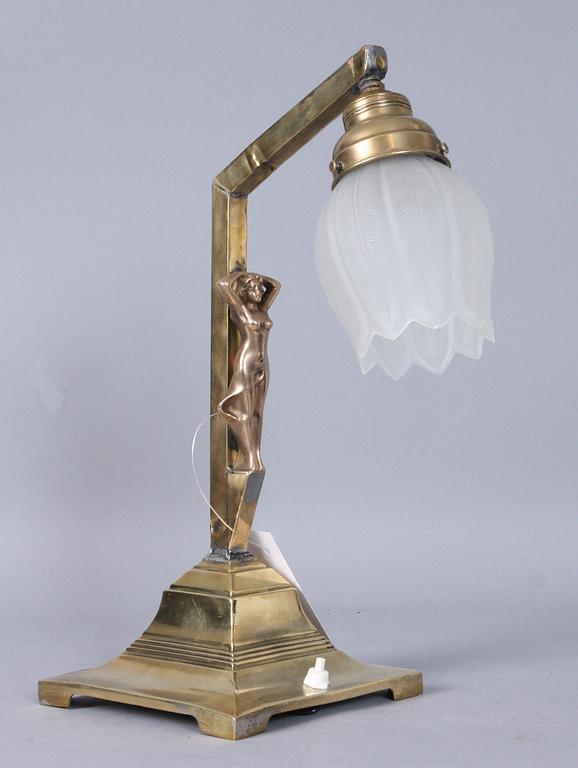 BORDSLAMPA, mässing, mestadels art deco, 1900-talets första del.