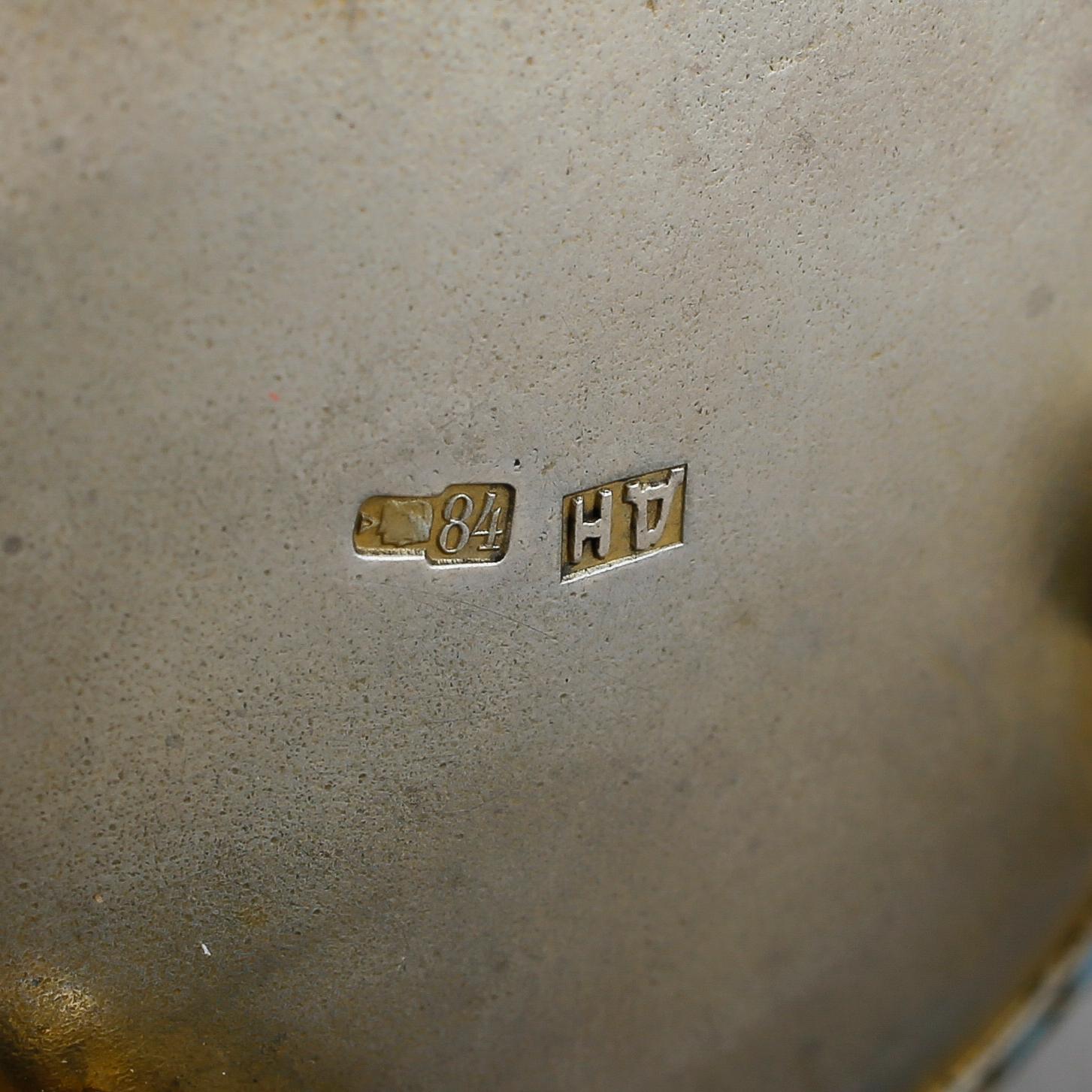 SALTKAR, silver, emalj, Ryssland omkring 1900. Vikt ca 30 gram.