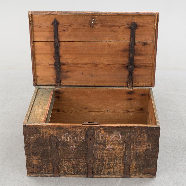 a 18th century wooden chest.