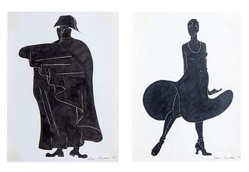 Anna Bergman, 14 silhouette costume sketches.