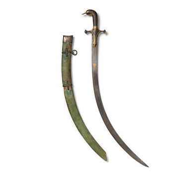 413. A 17th century watered-steel Shamshir, by Asadullah Isfahani, Safavid dynasty,