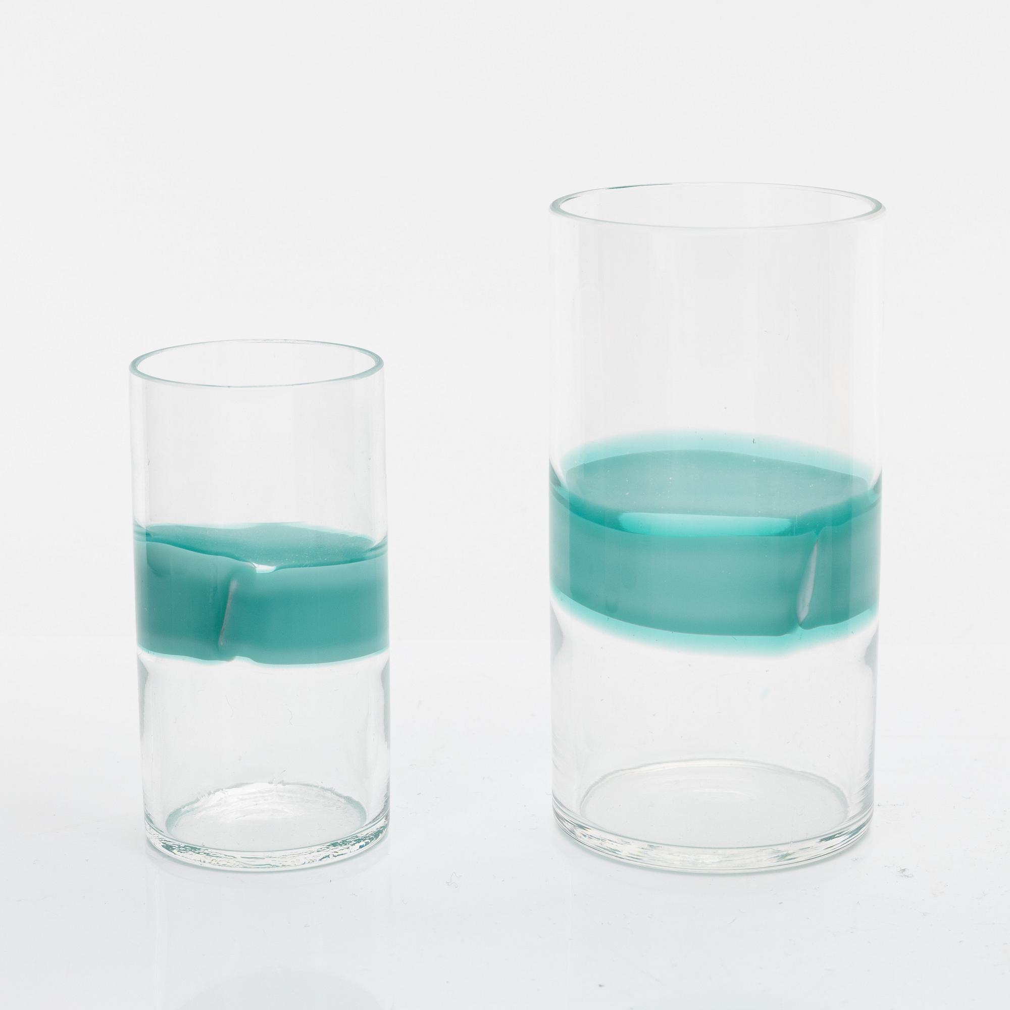 12 drink glasses, Venini, Murano, Italy.