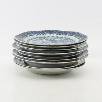 A group of 10 odd blue and white dinner plates, Qing dynasty, 18th/19th century.