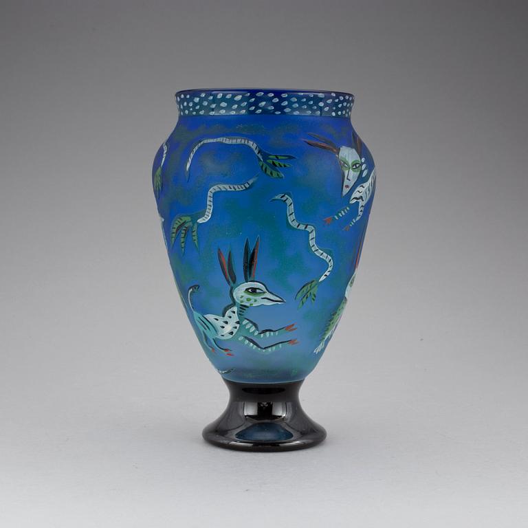 VAS, glas. Ulrica Hydman-Vallien, Kosta Boda 1987. Unik.