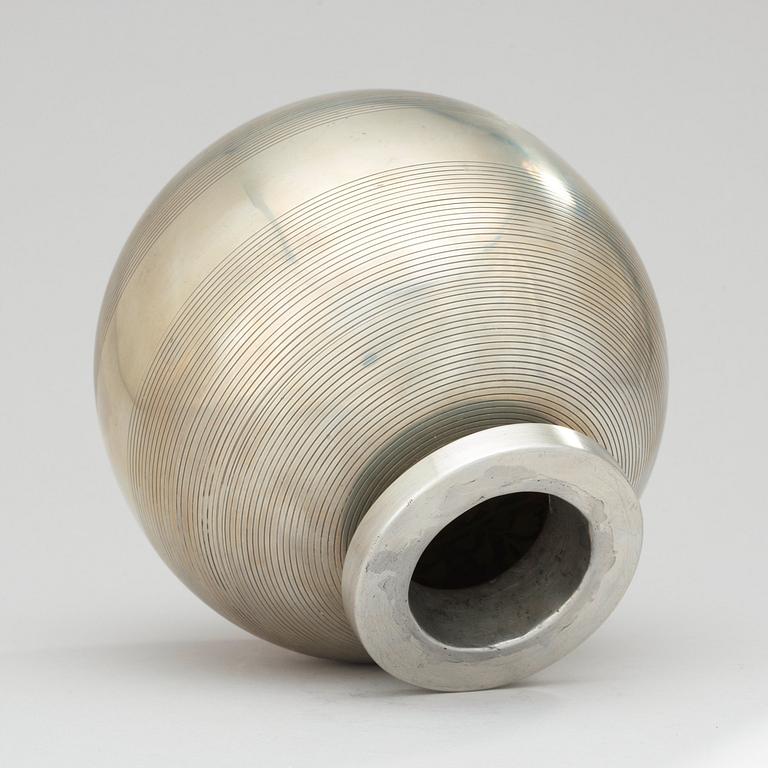 A Sylvia Stave pewter vase, C.G. Hallberg, Stockholm 1934, model 5496.