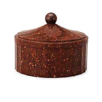 1499. A Swedish Empire 19th century porphyry butter box.