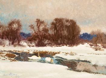 910. Bruno Liljefors, Swans in a winter landscape.