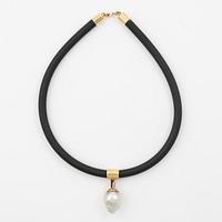 Necklace 18K gold with a cultured freshwater pearl and rubber, Rolf Karlsson Stockholm 2007.