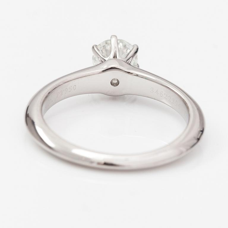 Tiffany & Co, A platinum ring with a ca. 0.55 ct diamond.
