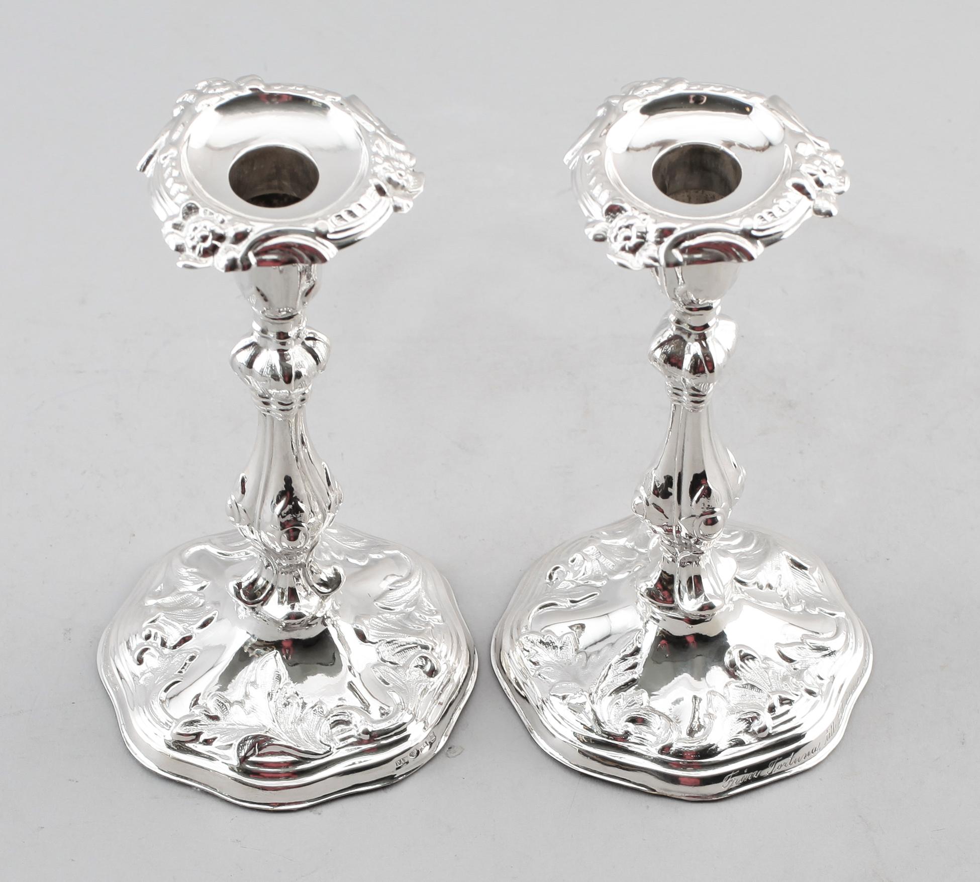 LJUSSTAKAR, 1 par, silver, Gävle 1885.