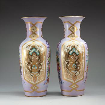 A pair of Russian vases, Attibuted to the Imperial glas & porcelain manufactory, St Petersburg, 19th Century.