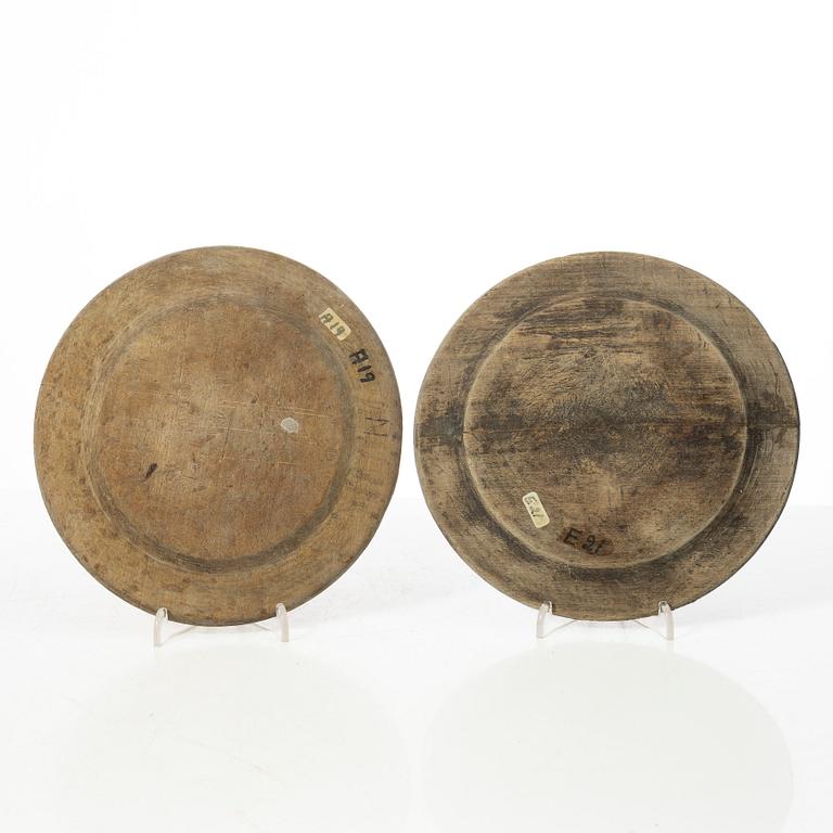 Wooden discs, 7 pcs. Folk art, 19th century.
