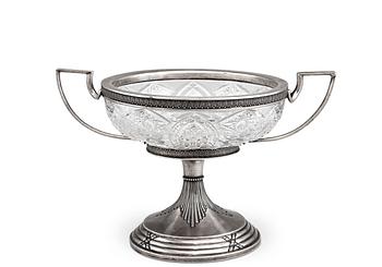 A SILVER AND CRYSTAL BOWL.
