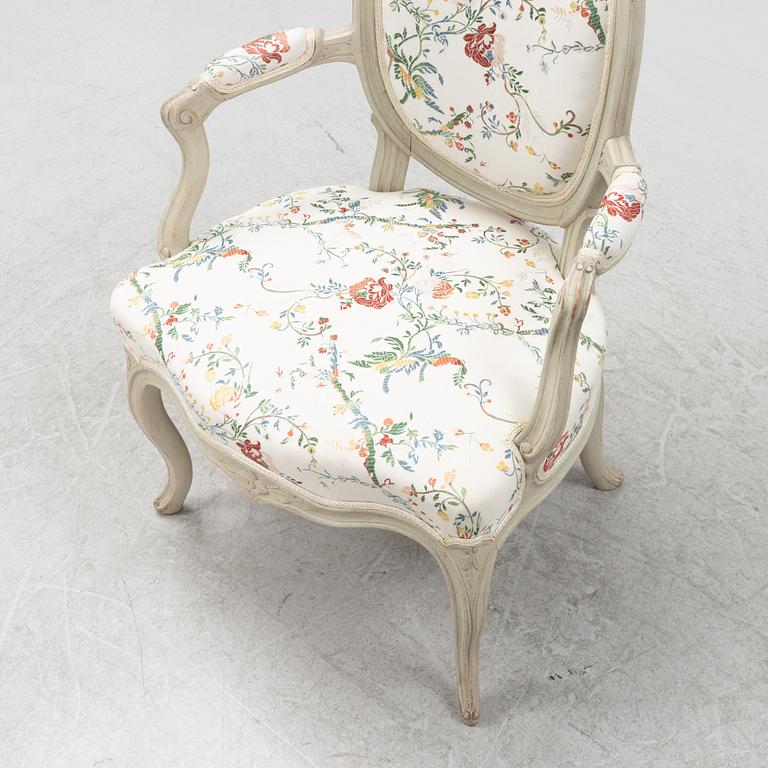 A Swedish Rococo open armchair, later part of the 18th century.