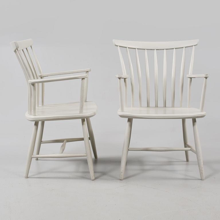 KARMSTOLAR, ett par, "Åkerblomstolen", formgiven av Gunnar Eklöf m fl, 1900-talets andra hälft.