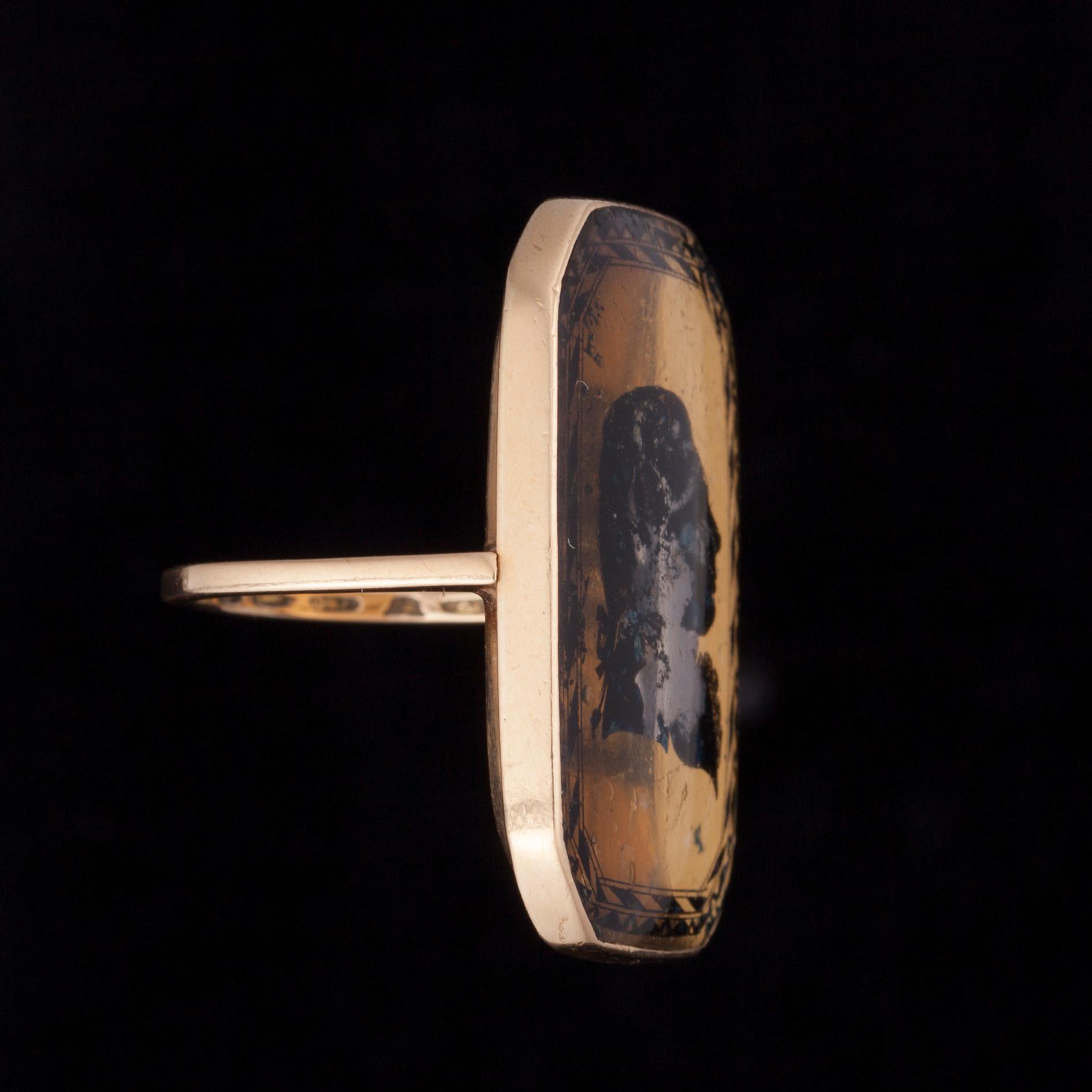 SILUETTRING, 18K guld, 1700-talets slut, senare ringdel. Vikt 9 g.