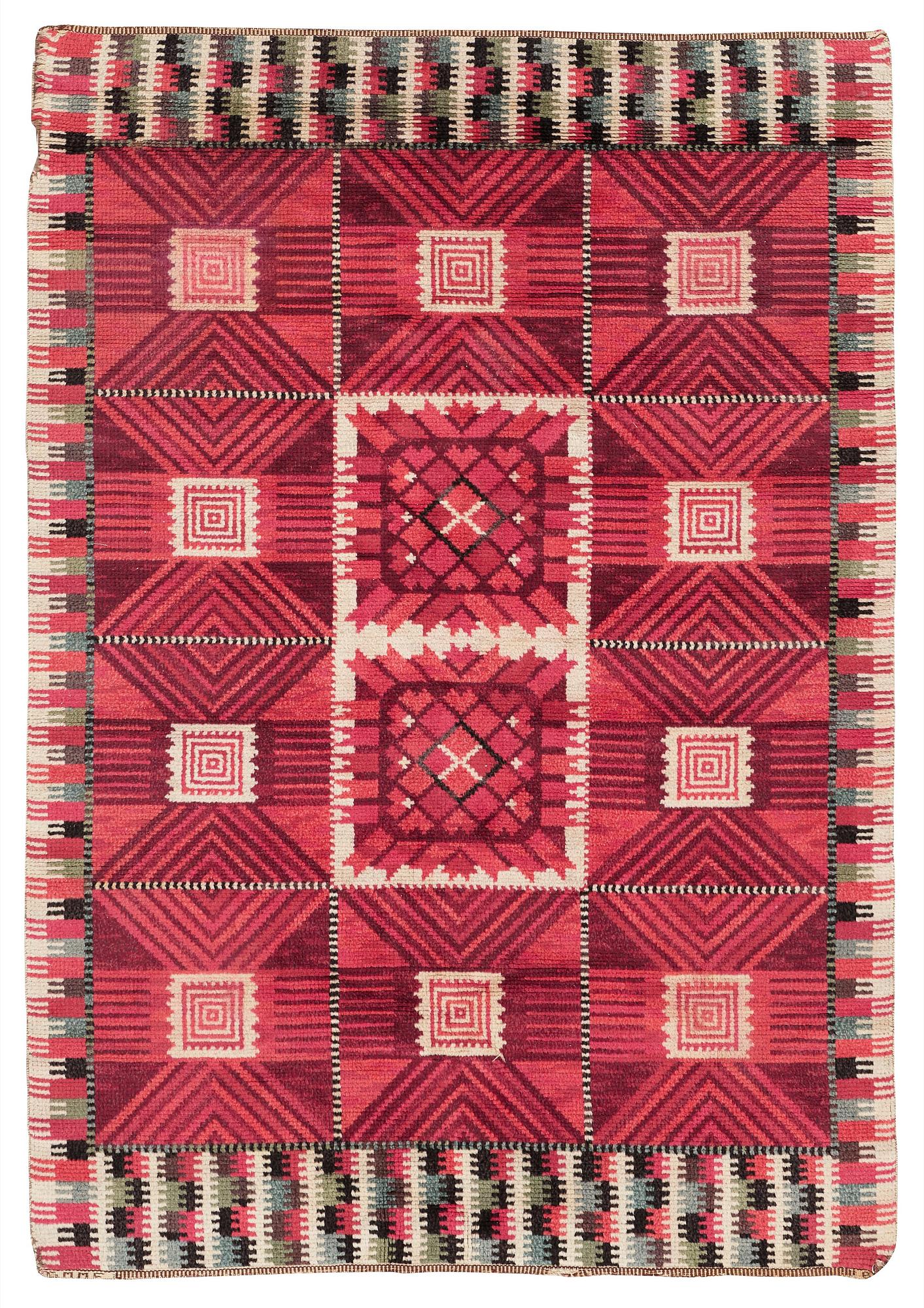 Barbro Nilsson, A CARPET, "Nellicka", knotted pile, ca 228 x 158,5 cm, signed AB MMF BN.