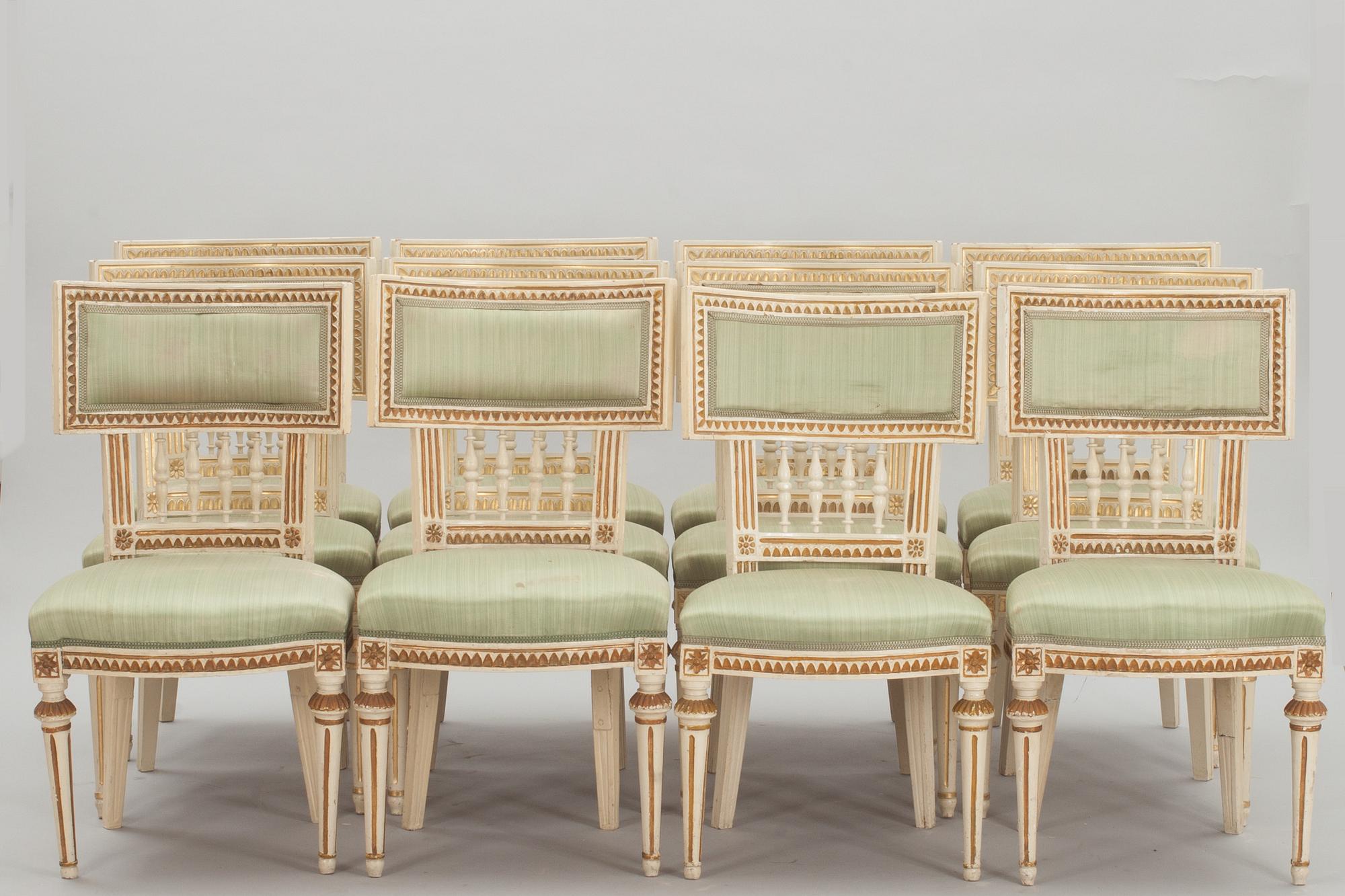 STOLAR, 4+8 st. 4 Sengustavianska, 8 stilkopior. Lindome, 1800-talets början. 3 sign IAS.