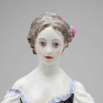FIGURER, 2 ST, porslin, den större monogram sign IK i kyrilliska, Sovjet, Ryssland, 1920/30-tal.