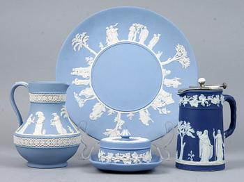 PARTI PORSLIN, 5 delar, jasperware, Wedgwood, England.