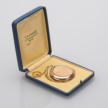 FICKUR, 14K guld, 1900-talets första hälft. Total vikt inklusive urverk och kedja(18K) ca 84 g.
