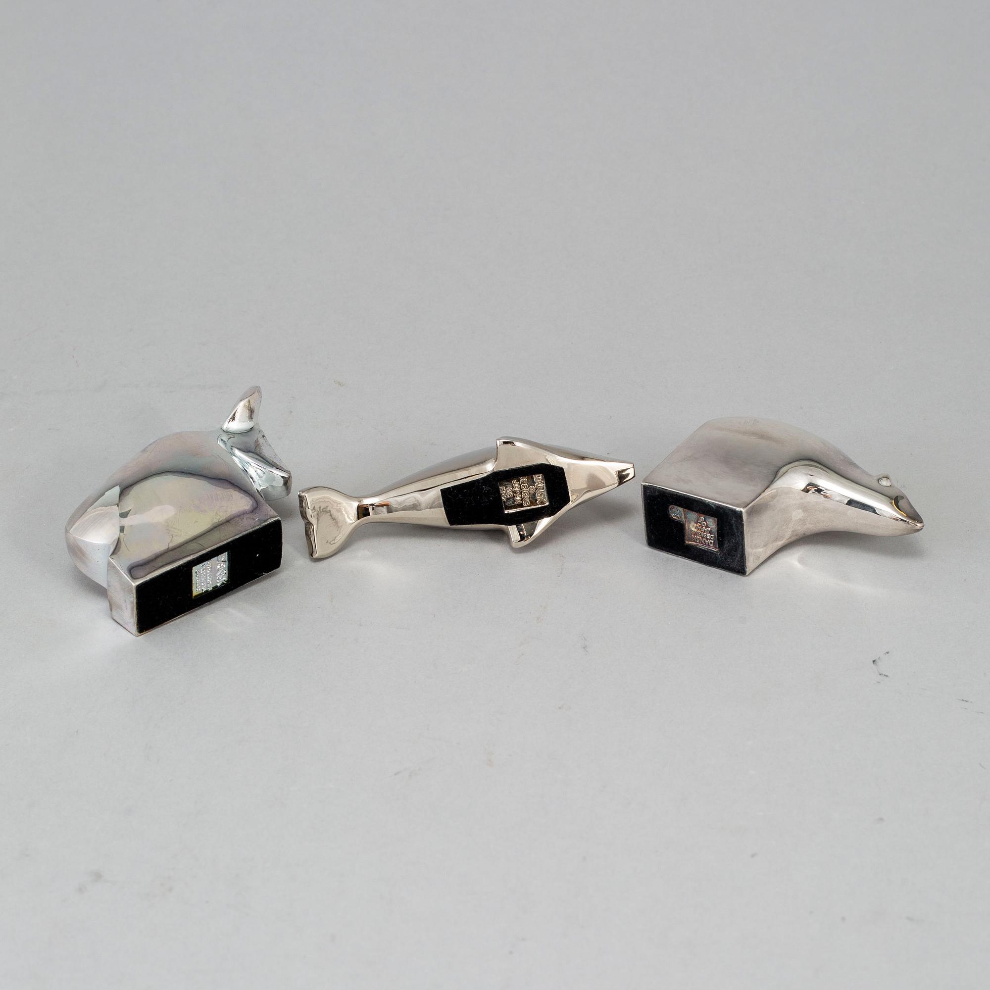 GUNNAR CYRÉN, a group of three silver plated figurines, Dansk Designs, Japan.