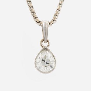 Pear shaped diamond necklace.