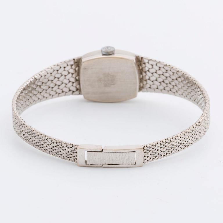 DAMARBANDSUR MOWADO, 18K vitguld, 15 x 17 mm, manuellt verk.