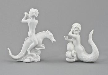 FIGURINER, 2 st, porslin, Harald Salomon, Rörstrand, 1900-tal.