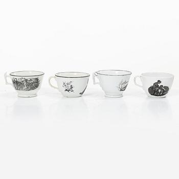 Koppar med fat, 9 st, empire, 1800-talets första hälft.