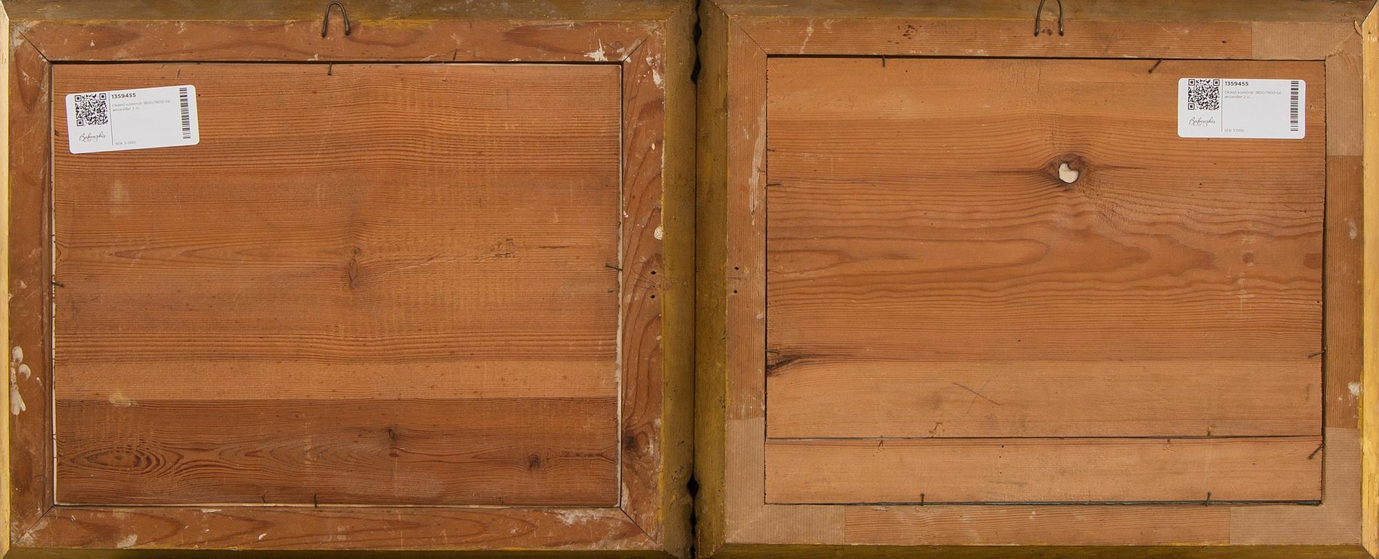 Okänd konstnär 1800/1900-tal , akvareller 2 st.