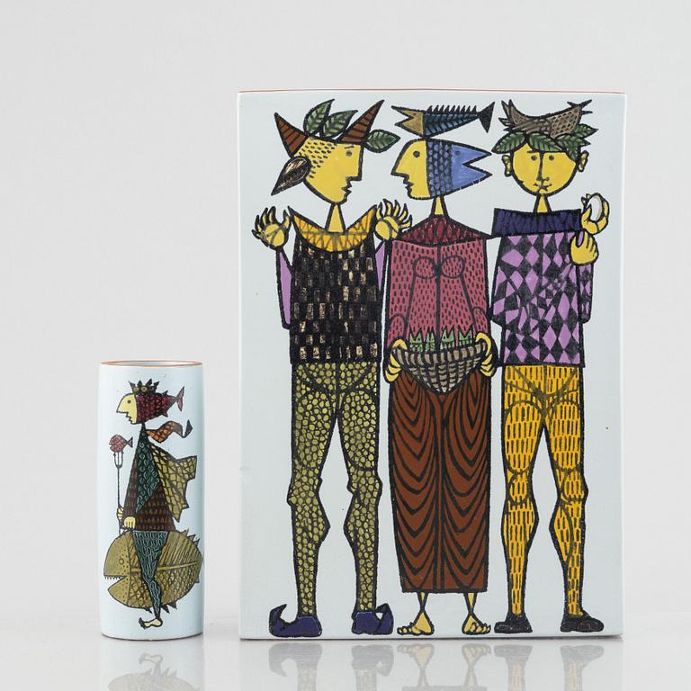 Stig Lindberg, two faience vases, from the 'Karneval' series, Gustavsberg.