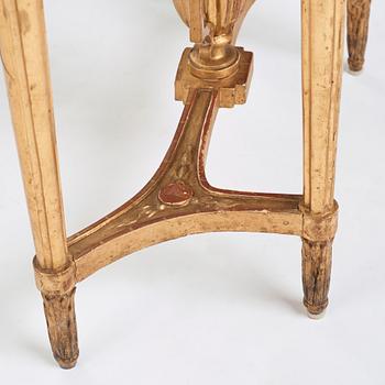 A Gustavian carved giltwood console table, late 18th Century.