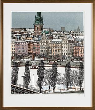 SVENOLOV EHRÉN, färglitografi, signerad, daterad 91 och numrerad 238/330.