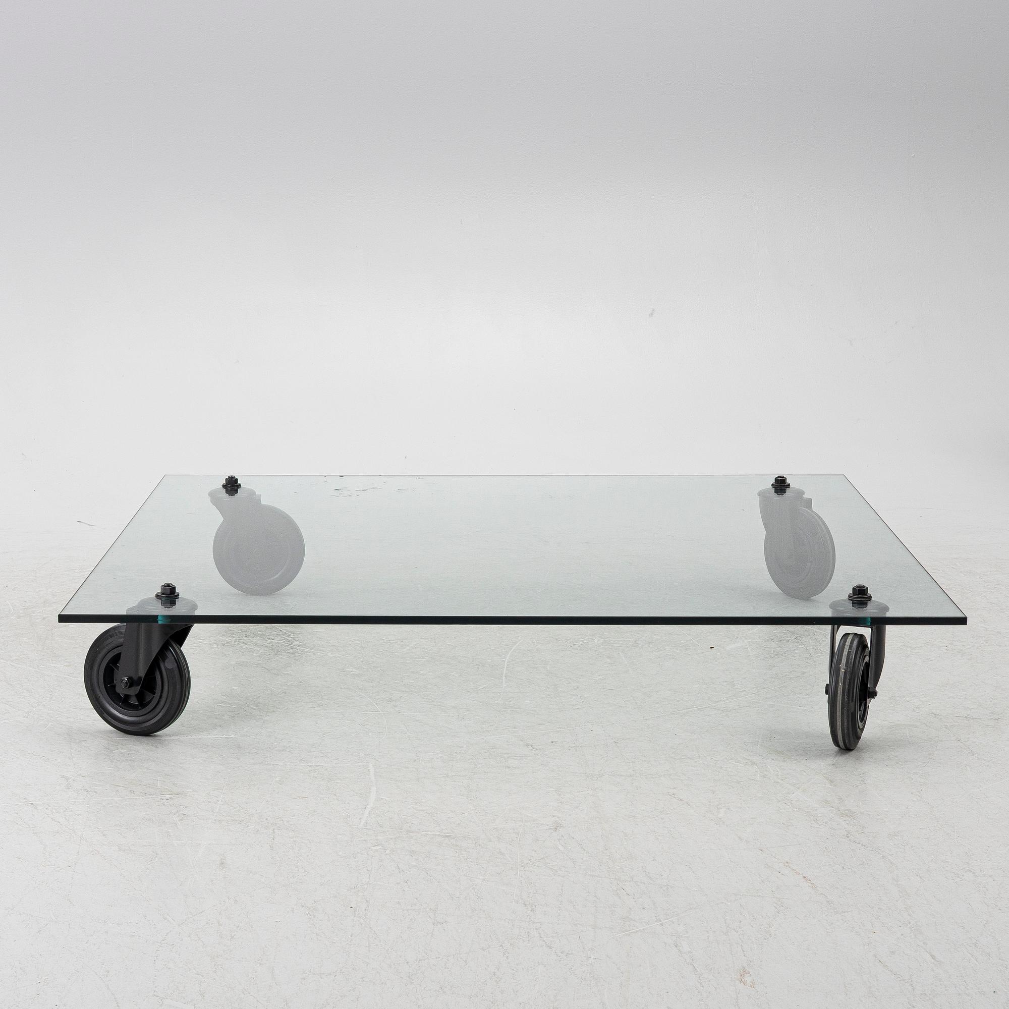 Gae Aulenti, soffbord, "Tavolo con Ruote", Fontana Arte, Italien.