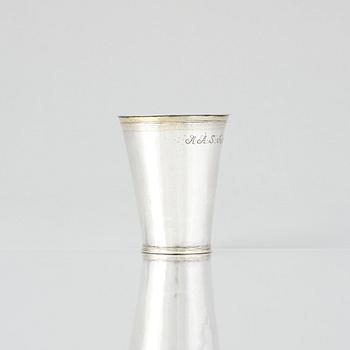 A Swedish early 18th century parcel-gilt silver beaker, mark of Mattias Moller, Stockholm 1703.