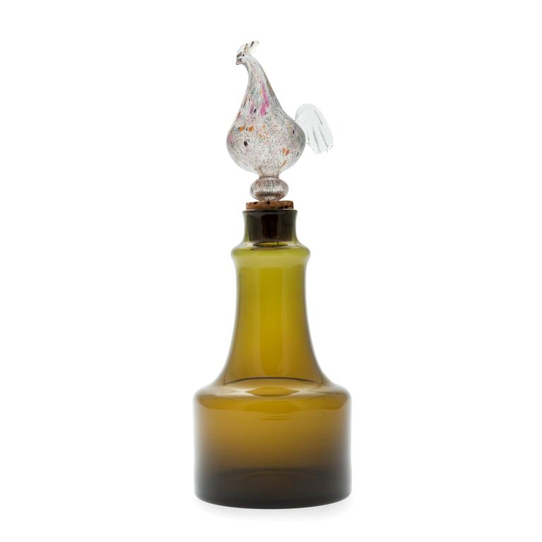 KARAFF, glas, "Kukkopullo", Kaj Franck, signerad K. Franck, Nuutajärvi Notsjö -60.