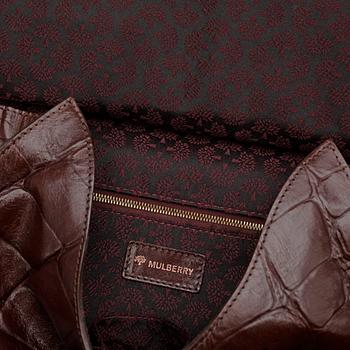 MULBERRY, a brown crocodile embossed leather shoulder bag.