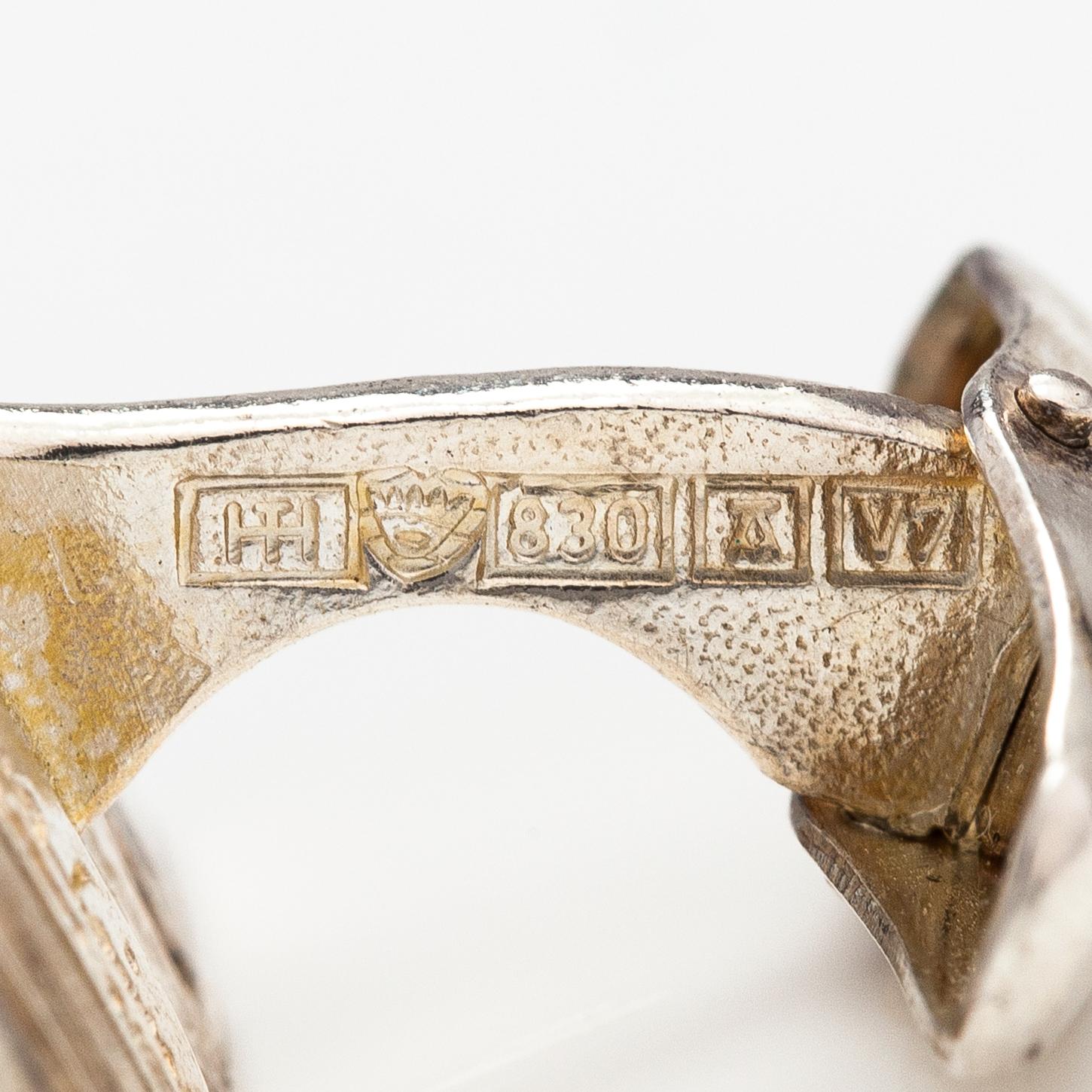 Jorma Laine, A pair of silver cufflinks. Turun Hopea, Turku 1974.