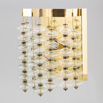 Hans-Agne Jakobsson, an 'Estrella V-258' brass and glass ceiling light, Markaryd, probably 1960's.