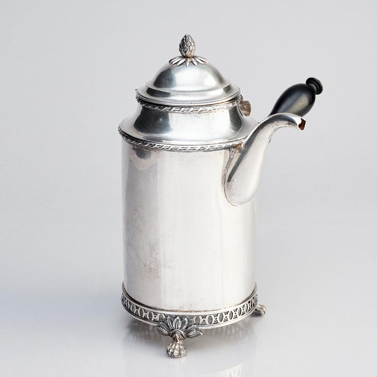 Stephan Westerstråhle, kaffekanna, silver, Stockholm 1797.