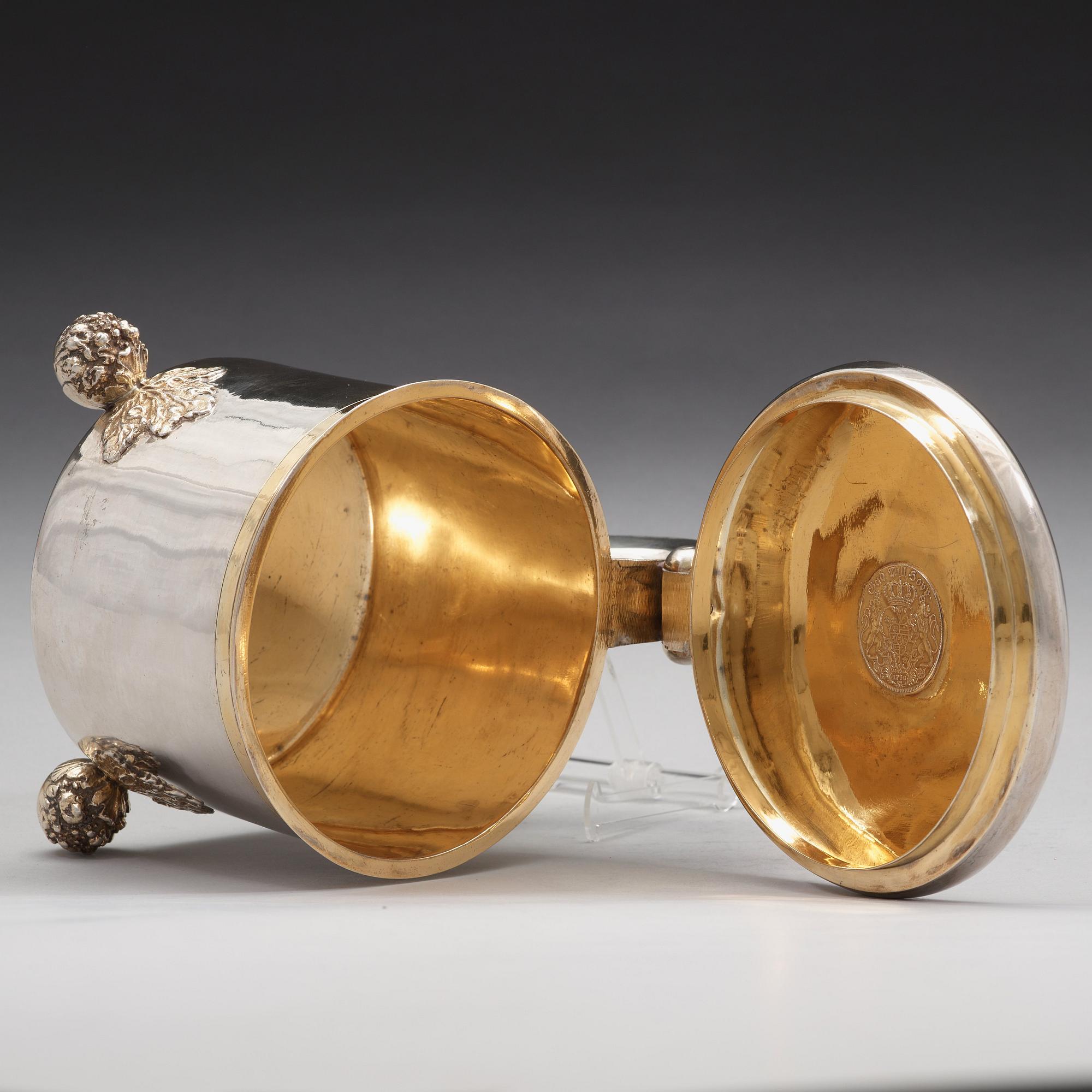A Swedish 17th century parcel-gilt tankard, mark of Henrik Feiff, Stockholm (1666-1694(1709)) before 1689.