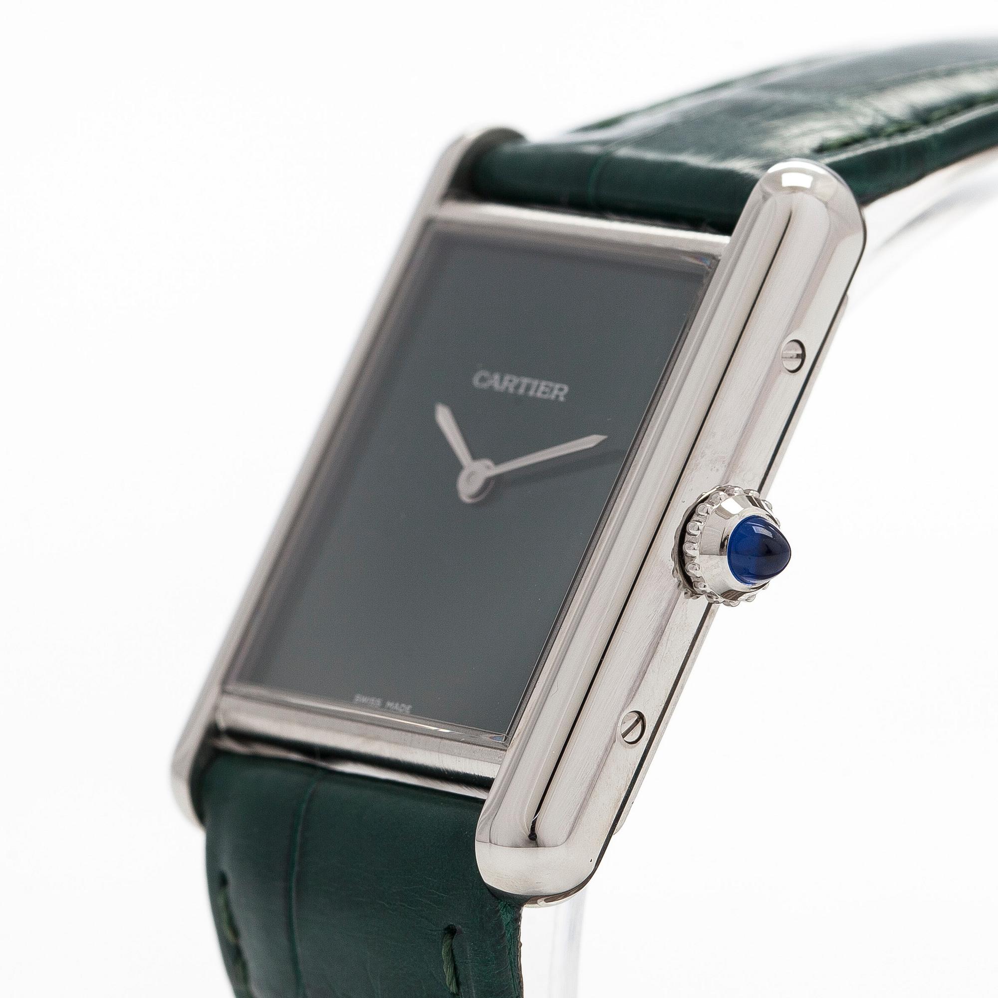 Cartier, Tank Must de Cartier, "Green Lacquered Dial", armbandsur, 33,5 x 25,5 mm.