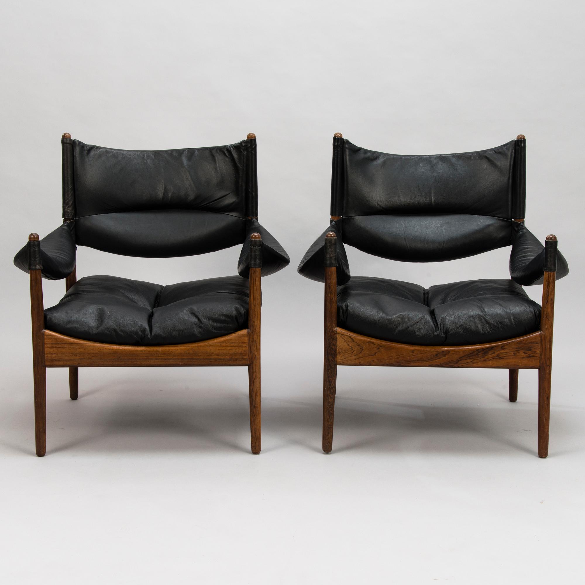 CHRISTIAN VEDEL, a pair of 1960's 'Modus' armchairs and two stools for Sören Willadsen, Denmark.