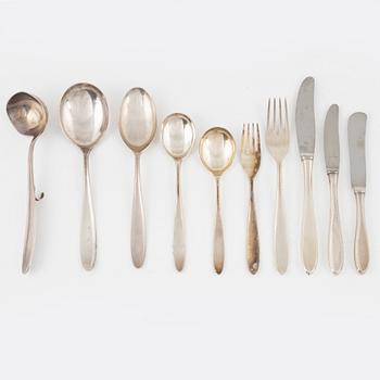 Bestickservis, 69 delar, silver, Norge, 1900-talets andra hälft.