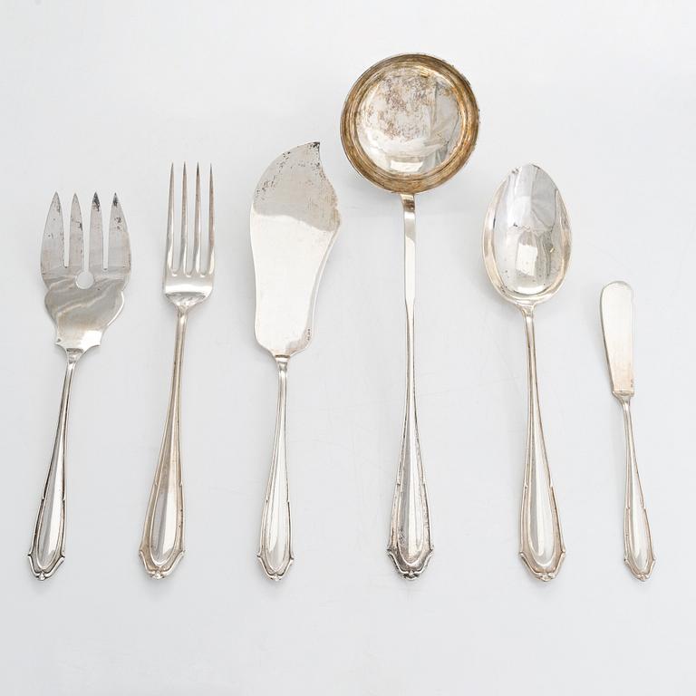 Serveringsbestick, 6 delar, silver, Warszawa, Polen 1920-31. Mästarstämpel B.W.