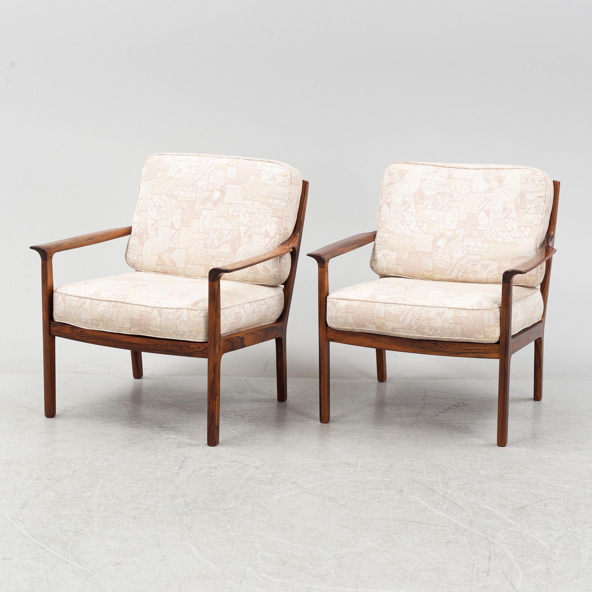 A pair of rosewood armchairs, Bröderna Andersson, 1950's/60's.