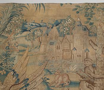 VÄVD TAPET, gobelängteknik. Flandern 1500-tal. 177 x 330 cm.
