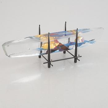 Bertil Vallien, "Voyage II", a unique cast glass sculpture of a boat, Orrefors, Sweden.