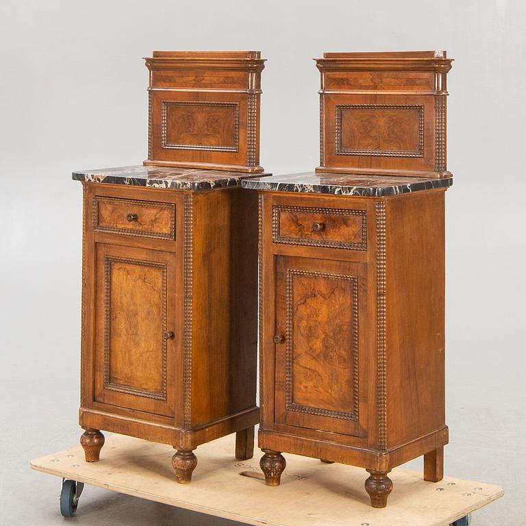 Bedside table / cupboard, a pair, first half of the 20th century.
